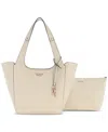Guess Helina Extra-large Tote With Pouch In Bone
