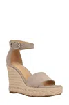 Guess Hidy Sandal Women's Gray Suede Round Toe Wedge Heel Espadrille Jobb470 In Gray