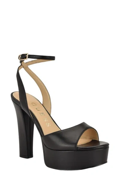 Guess Hitten Ankle Strap Platform Sandal In Black