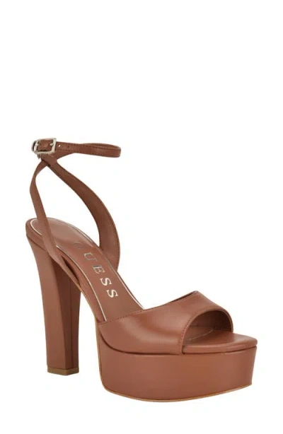 Guess Hitten Ankle Strap Platform Sandal In Brown