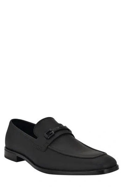 Guess Hollas Bit Penny Loafer In Blk01 - Black Saffiano Texture