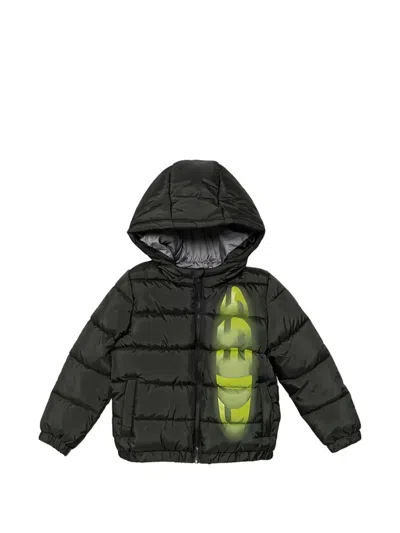 Guess Kids' Hooded Graphic Padded Jacket In Black