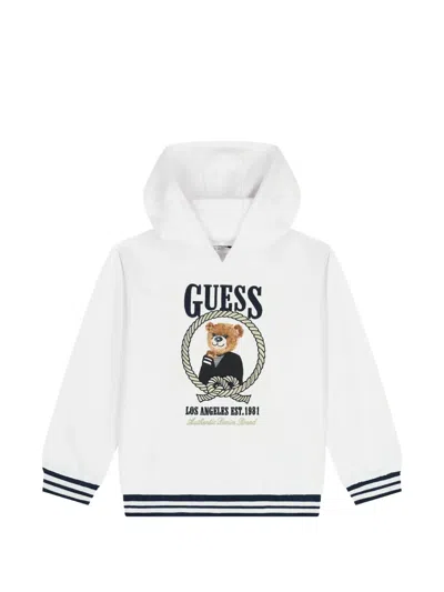 Guess Kids' Hooded Graphic Sweatshirt In White