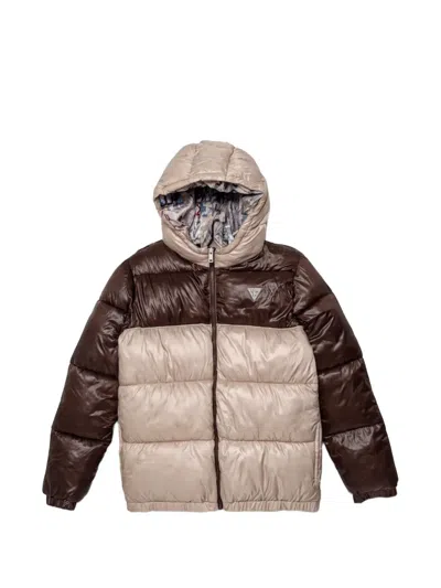 Guess Kids' Hooded Logo Padded Jacket In Multi