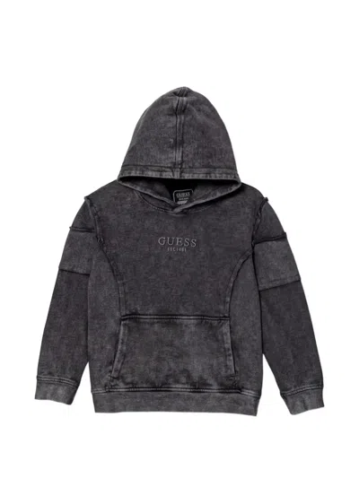 Guess Kids' Hooded Pocket Sweatshirt In Black