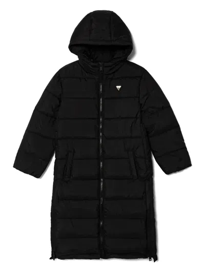 Guess Kids' Hooded Puffer Jacket In Black