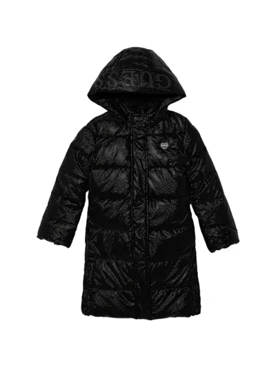 Guess Kids' Hooded Puffer Jacket In Black