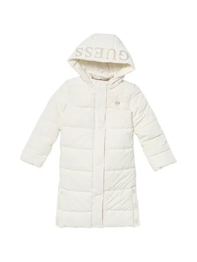 Guess Kids' Hooded Quilted Coat In White