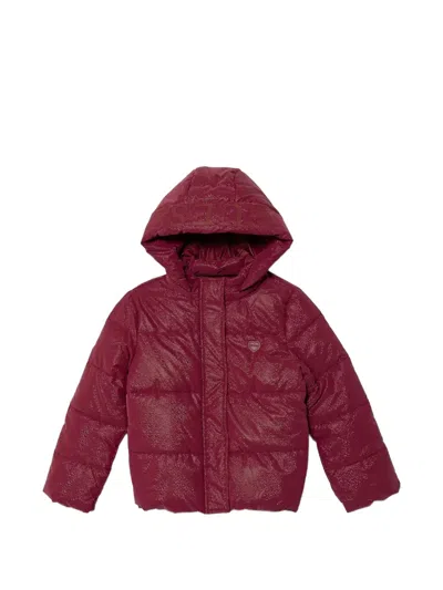 Guess Hooded Quilted Jacket In Red