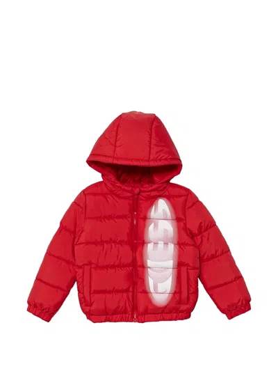 Guess Kids' Hooded Quilted Jacket In Red