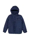 Guess Hooded Quilted-pattern Jacket In Blue