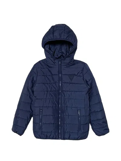 Guess Kids' Hooded Quilted-pattern Jacket In Blue
