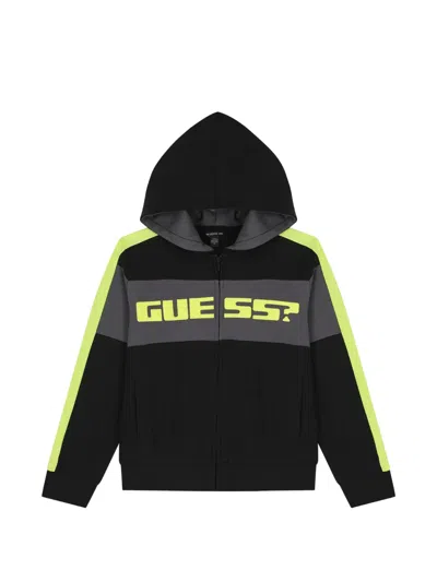 Guess Kids' Hooded Stripe Sweatshirt In Black