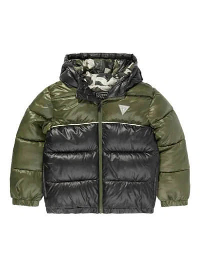 GUESS HOODED TWO-TONE PUFFER JACKET