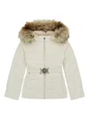 Guess Hooded Zip Coat In Neutral