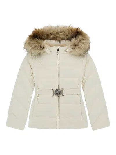 Guess Kids' Hooded Zip Coat In Neutral