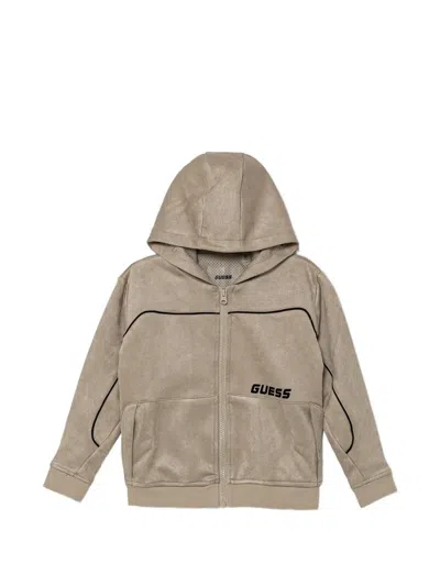 Guess Kids' Hooded Zip Top In Brown