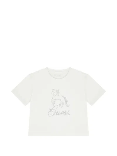Guess Kids' Horse-detail T-shirt In White