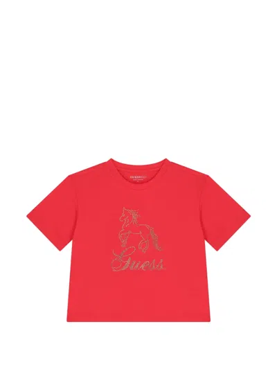 Guess Kids' Horse-print T-shirt In Red