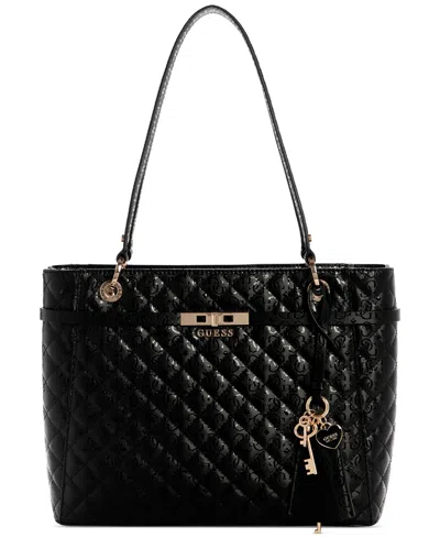 Guess Idra Noel Large Quilted Tote Bag In Black