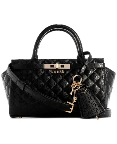 Guess Idra Small Quilted Satchel Bag In Black