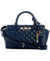 Guess Idra Small Quilted Satchel Bag In Blue