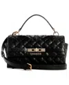 Guess Idra Small Top Handle Quilted Flap Crossbody Bag In Black