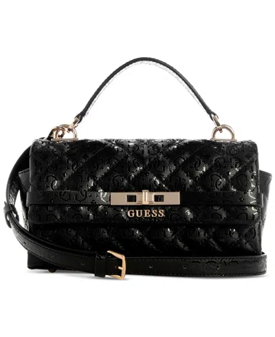 Guess Idra Small Top Handle Quilted Flap Crossbody Bag In Black