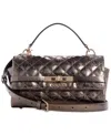 Guess Idra Small Top Handle Quilted Flap Crossbody In Brown