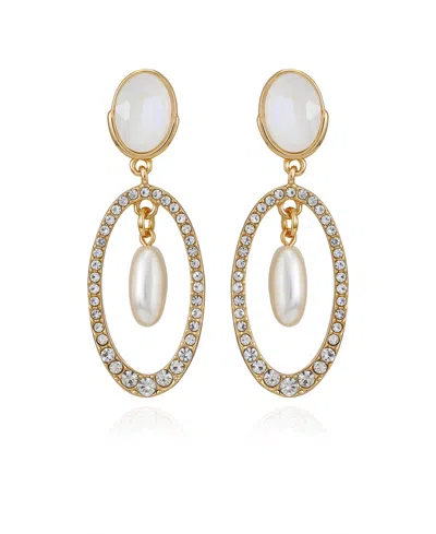 Guess Imitation Pearl Gold-tone Linear Drop Earrings