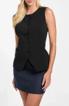Guess Isabeau Button-up Vest In Black