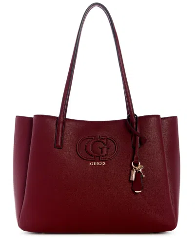 Guess Isola Multi Compartment Large Tote Bag In Burgundy