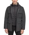 Guess Jacket Mens Charcoal Quilted Full Zip Water-repellent Outdoor Mac88 In Gray