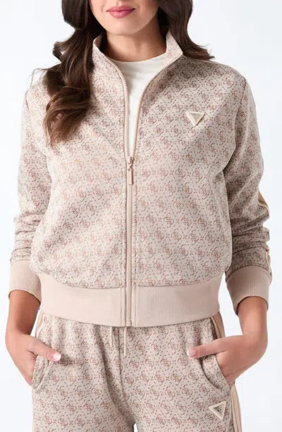 Guess Jacquard Full Zip Jacket In Neutral