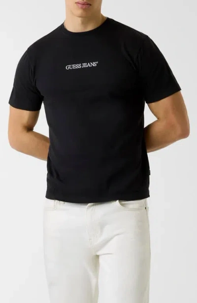 Guess Jacquard Stripe Logo Graphic T-shirt In Black