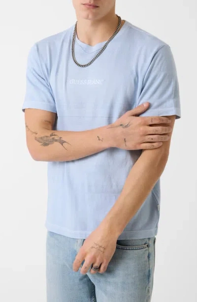 Guess Jacquard Stripe Logo Graphic T-shirt In Blue