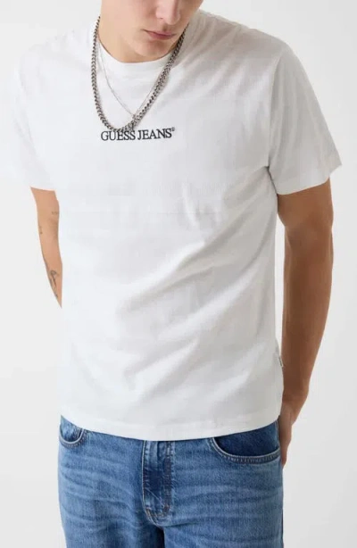 Guess Jacquard Stripe Logo Graphic T-shirt In White