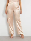 Guess Jamie Cargo Pants Women's Satin High-rise Straight Leg Fts1121 In Neutral