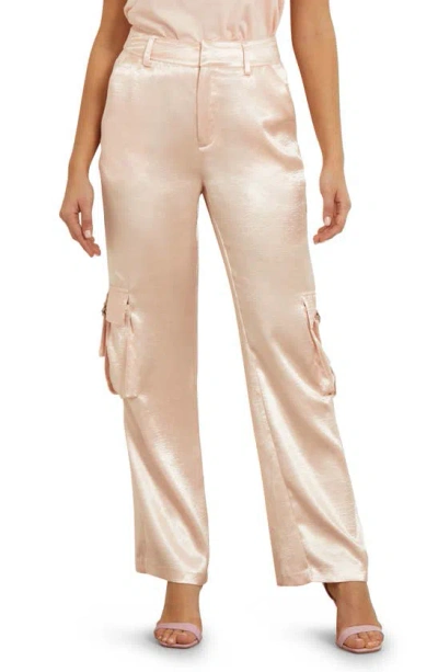 Guess Jamie Satin Cargo Trousers In Pink