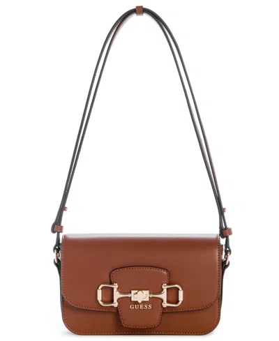 Guess Janie Convertible Xbody Flap Handbag In Brown