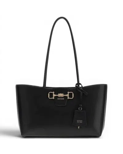 Guess Janie Girlfriend Carryall Woman Black In Synthetic Material With Logo 4g And Charm