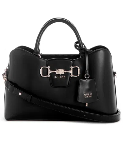 Guess Janie Top Zip Girlfriend Satchel Bag In Black