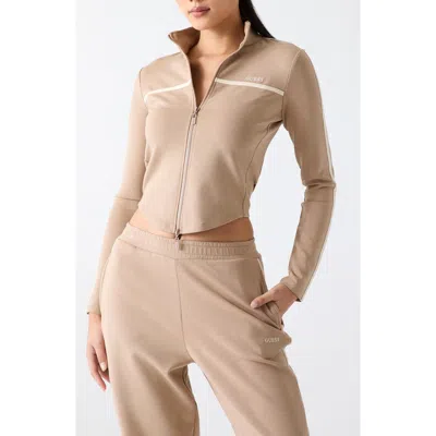 Guess Jasmine Crop Zip Sweatshirt In Neutral