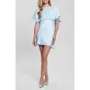 Guess Jasmine Flutter Sleeve Satin Minidress In Subtle Blue