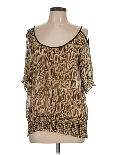 Pre-owned Guess Jeans 3/4 Sleeve Blouse In Gold