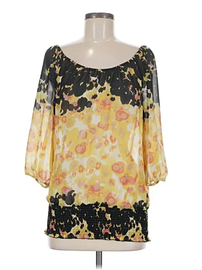 Pre-owned Guess Jeans 3/4 Sleeve Blouse In Yellow