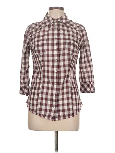 Pre-owned Guess Jeans 3/4 Sleeve Button Down Shirt In Burgundy