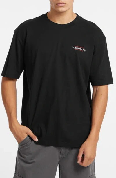 Guess Jeans American Trad Logo Cotton Graphic T-shirt In Black