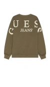 Guess Jeans Back Macro Logo Sweater In Olive