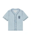 Guess Jeans Baseball Denim Shirt In Blue